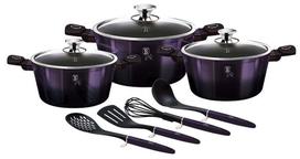 Puodų ir keptuvių rinkinys, su priedais Berlinger Haus Purple Eclipse BH-7141