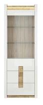 Vitrina Alameda S420-REG1W2S-BIP/DWM/BIP, ąžuolo sp./balta sp., 72 cm x 41.5 cm x 201.5 cm