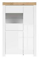 Vitrina Holten S440-REG2D1W-BI/DWO/BIP, ąžuolo sp./balta sp., 98 cm x 42 cm x 156.5 cm