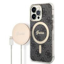Telefonų dėklų ir įkroviklių komplektas Guess 4G Print GUBPP13XH4EACSK, Apple iPhone 13 Pro Max, juoda sp.