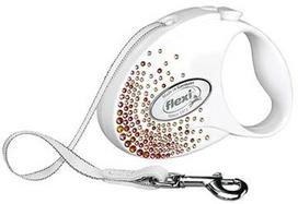 Automatinis pavadėlis Flexi Glam Splash Orient 2021, balta sp./oranžinė sp./rožinė sp., S