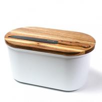 Metalinė duoninė Husla Bread Box With Knife KNFF3565, balta sp./medžio sp.