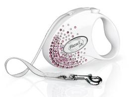 Automatinis pavadėlis Flexi Glam Splash 2038, balta sp./rožinė sp., S 3m