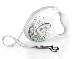 Automatinis pavadėlis Flexi Glam Splash 2007, balta sp./žalia sp., S 3m