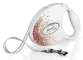 Automatinis pavadėlis Flexi Glam Splash 2229, balta sp./oranžinė sp./rožinė sp., M 5m