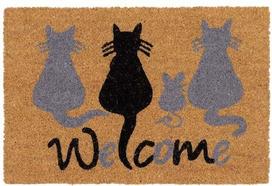 Durų kilimėlis Cats, ruda sp./juoda sp./pilka sp., 60 cm x 40 cm