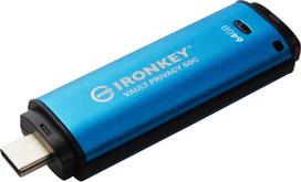 USB atmintinė Kingston IronKey, mėlyna sp., 64GB