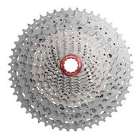 Žvaigždžių kasetė SunRace CSMZ903 FRWE130, aliuminis/plienas, sidabro sp./raudona sp.
