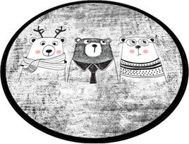 Vonios grindų kilimėlis Foutastic Three Bears Circle 359CHL4543, balta sp./juoda sp., 120 cm x 120 cm, Ø 120 cm
