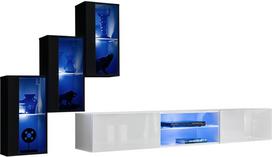 Sekcija ASM Switch XXII, balta sp./juoda sp., 210 cm x 120 cm x 40 cm