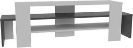 TV staliukas Kalune Design Lenora, antracito sp./balta sp., 350 mm x 1500 mm x 450 mm