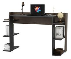 Rašomasis stalas su lentyna Kalune Design Çinar 875ZNA4632, 122.7 cm x 45 cm, 77 cm, juoda sp./riešuto sp.