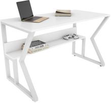 Rašomasis stalas su lentyna Kalune Design Wake 875ZNA4573, 120 cm x 60 cm, 72.8 cm, balta sp.