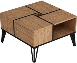 Kavos staliukas Kalune Design Nirvana, ruda sp./juoda sp., 71.8 cm x 71.8 cm x 43.8 cm