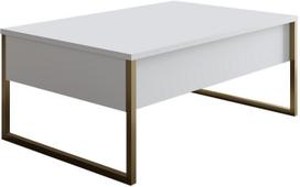 Kavos staliukas Kalune Design Luxe, aukso sp./balta sp., 60 cm x 90 cm x 40 cm