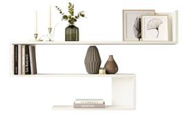 Sieninė lentyna Kalune Design WL10 W, balta sp., 71.4 cm x 120 cm x 14.5 cm