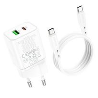 Telefono įkroviklis Borofone BN7 Type-C 20W/USB-A 18W PD20W+QC3.0 + Type-C, 100 cm, 20 W