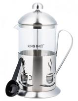 Kavinukas French Press King Hoff KH-4832, 0.8 l, skaidri sp./sidabro sp.