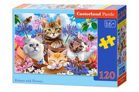 Dėlionė Castorland Kittens With Flowers 13524, 23 cm x 32 cm, 120 vnt., įvairių spalvų