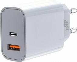 Telefono įkroviklis TB Print, USB-A/1 x USB Type C, balta sp., 20 W