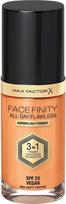 Skystas makiažo pagrindas Max Factor All Day Flawless 3 in 1 Facefinity, SPF 20, n84 soft toffee, 30 ml