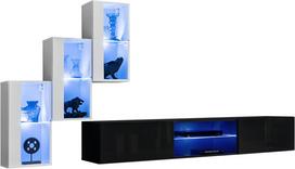 Sekcija ASM Switch XXII, balta sp./juoda sp./tamsiai pilka sp., 210 cm x 120 cm x 40 cm, 4 vnt.