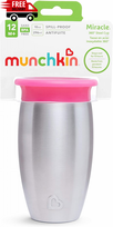 Vaikiškas puodelis Munchkin Miracle 360 01245101, 296 ml, 1 m., plastikas/nerūdijantysis plienas, rožinė sp.