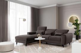 Kampinė sofa Foble Velvetmat 22, tamsiai ruda sp., kairinė, 196 x 267 cm x 100 cm