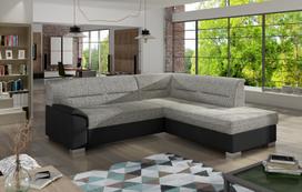 Kampinė sofa Bergen Berlin 01 & Soft 11, juoda sp./pilka sp., dešininė, 214 x 247 cm x 83 cm