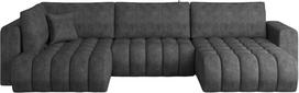 Kampinė sofa Bonito Leve 5, tamsiai pilka sp., dešininė, 170 x 340 cm x 92 cm