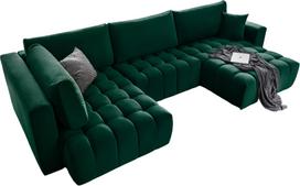 Kampinė sofa Bonito Loco 35, tamsiai žalia sp., dešininė, 170 x 340 cm x 92 cm