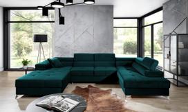 Kampinė sofa Eduardo Kronos 04, tamsiai žalia sp., dešininė, 202 x 345 cm x 90 cm