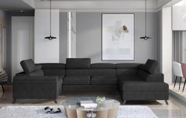 Kampinė sofa Escada Dora 96, tamsiai pilka sp., dešininė, 200 x 350 cm x 98 cm