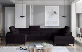 Kampinė sofa Escada Mat Velvet 99, juoda sp., dešininė, 200 x 330 cm x 98 cm