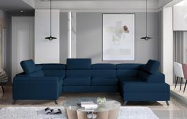 Kampinė sofa Escada Monolith 77, tamsiai mėlyna sp., dešininė, 200 x 330 cm x 98 cm