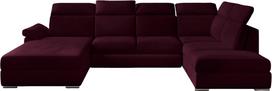 Kampinė sofa Evanell Mat Velvet 68, tamsiai violetinė sp., dešininė, 216 x 330 cm x 102 cm