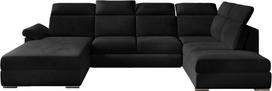 Kampinė sofa Evanell Mat Velvet 99, juoda sp., dešininė, 216 x 330 cm x 102 cm