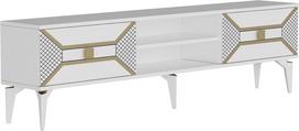 TV staliukas Kalune Design Yumedi, aukso sp./balta sp., 150 cm x 30 cm x 50 cm