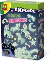 Sieninis lipdukas SES Creative Glowing Unicorns, įvairių spalvų