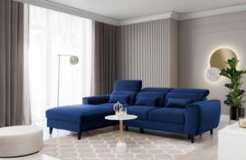 Kampinė sofa Foble Velvetmat 40, tamsiai mėlyna sp., kairinė, 196 x 267 cm x 100 cm