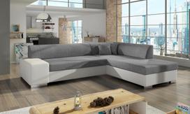 Kampinė sofa Porto Sawana 21, Soft 17, balta sp./pilka sp., dešininė, 217 x 278 cm x 74 cm