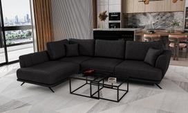 Kampinė sofa Larde Vero 10, juoda sp., kairinė, 191 x 276 cm x 90 cm