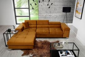 Kampinė sofa Ricardo Monolith 48, geltona sp., kairinė, 205 x 280 cm x 90 cm