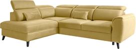 Kampinė sofa Noble Savoi 45, geltona sp., kairinė, 201 x 255 cm x 100 cm
