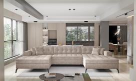 Kampinė sofa Vertizo Leve 18, šviesiai ruda sp., 350 x 170 cm x 93 cm