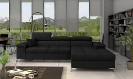 Kampinė sofa Ricardo Kronos 07, juoda sp., dešininė, 205 x 280 cm x 88 cm