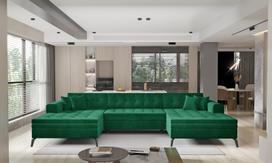 Kampinė sofa Vertizo Lukso 35, tamsiai žalia sp., 350 x 170 cm x 93 cm