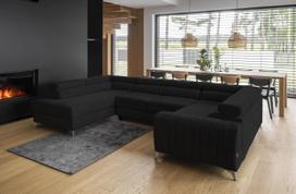 Kampinė sofa Louis Vero 10, juoda sp., kairinė, 202 x 347 cm x 92 cm
