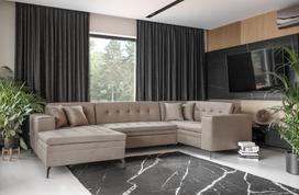 Kampinė sofa Montez Nube 20, šviesiai ruda sp., kairinė, 180 x 340 cm x 93 cm