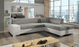Kampinė sofa Porto Berlin 01, Soft 17, balta sp./pilka sp., dešininė, 217 x 278 cm x 74 cm